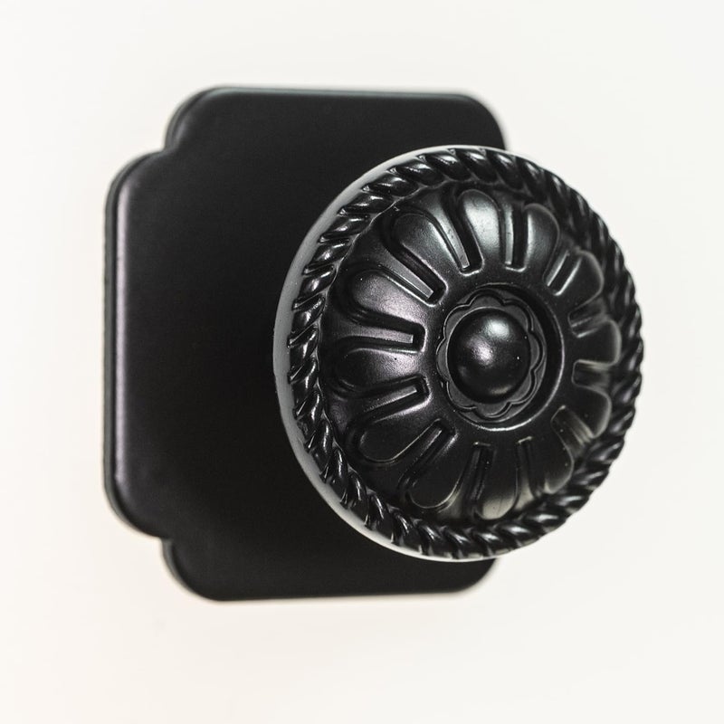 trust4care 9-Pack EU Style Matte Black Cabinet Knobs, 1.25 Inch Round Zinc Kitchen Drawer Pull Knobs with Victorian Floral Pattern, Farmhouse Dresser Furniture Handle Hardware - Image 3